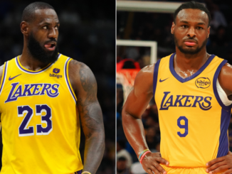 Lebron y Bronny James con los Lakers