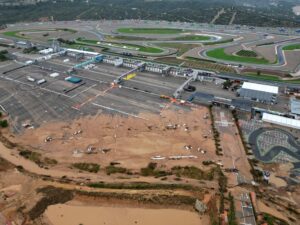 Imagen de cómo se encuentra actualmente el Circuito Ricardo Tormo, tras las inundaciones producidas por la DANA en Valencia.